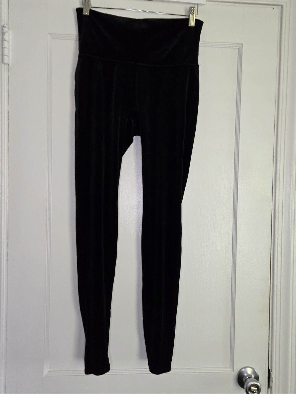 SPANX Black Velvet Leggings Shapewear Women's Large